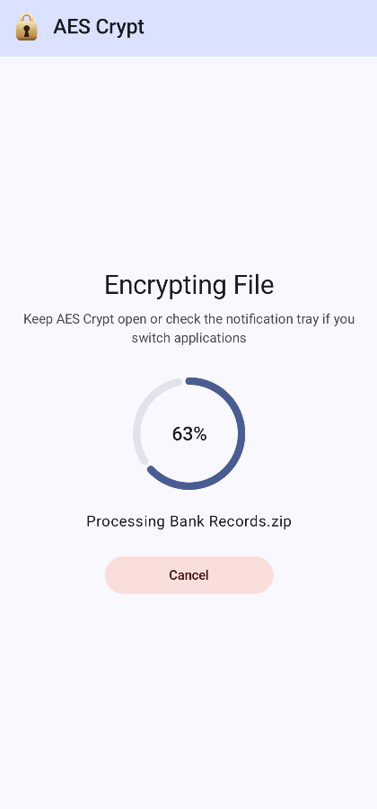AES Crypt Progress Screen